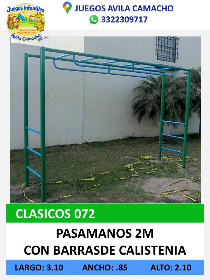 pasamanos 2m  con barrasde calistenia